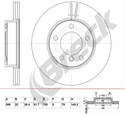 BRECK BR 332 VA100: Piduriketas Ø: 286mm, õhutusega, Ø: 286mm, kaetud, ilma rattalaagrita
