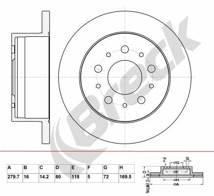 BRECK BR 334 VA100: Piduriketas Ø: 280mm, täis, Ø: 280mm, kaetud, ilma rattalaagrita