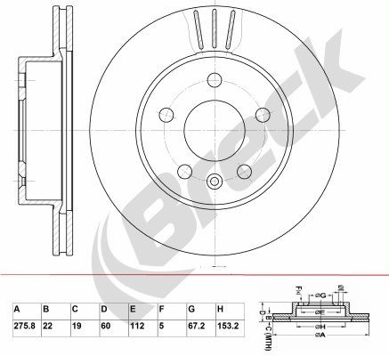 BRECK BR 358 VA100: Piduriketas Ø: 275,8mm, õhutusega, Ø: 275,8mm, kaetud, ilma rattalaagrita