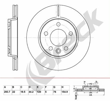 BRECK BR 361 VA100: Piduriketas Ø: 293,7mm, õhutusega, Ø: 293,7mm, kaetud, ilma rattalaagrita