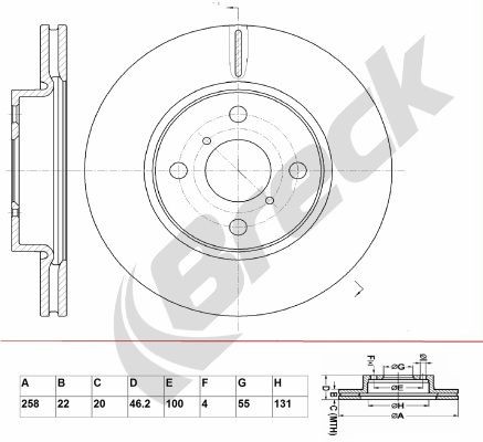 BRECK BR 387 VA100: Piduriketas Ø: 258mm, õhutusega, Ø: 258mm, kaetud, ilma rattalaagrita