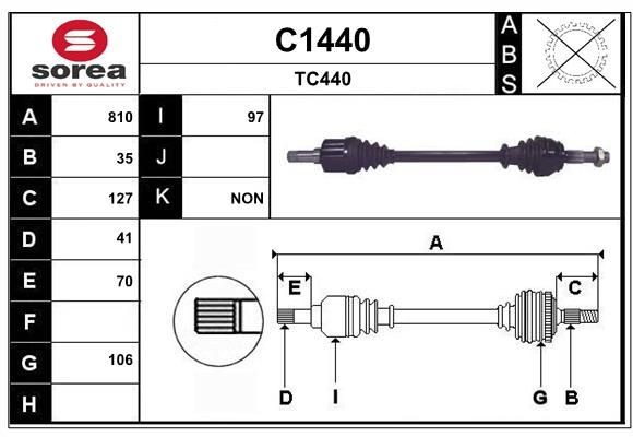 SNRA C1440: Piedziņas vārpsta 810mm