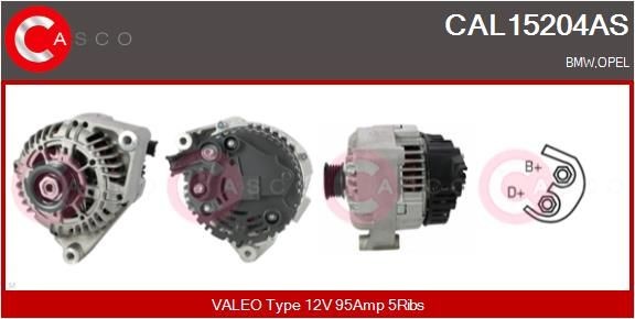 CASCO CAL15204AS: Alternator 95A, cu regulator integrat