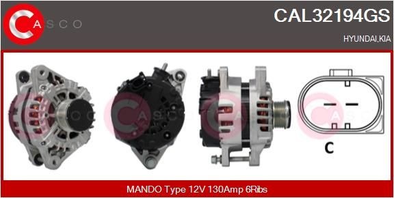 CASCO CAL15215AS: Alternator 80A, cu regulator integrat