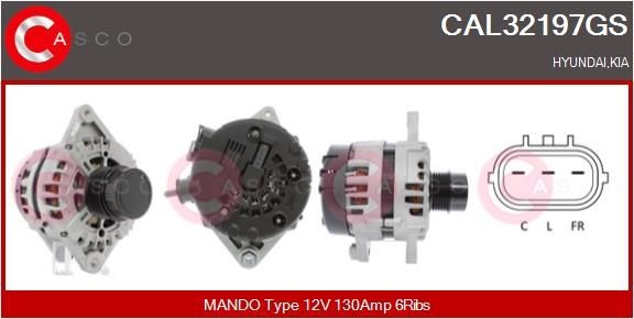 CASCO CAL15217AS: Alternator 30A, fara regulator integrat