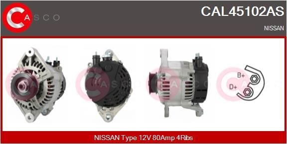 CASCO CAL35195AS: Alternator 80A, cu regulator integrat