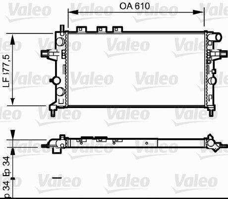 VALEO 732550: Radiator, racire motor Aluminiu, fara termostat