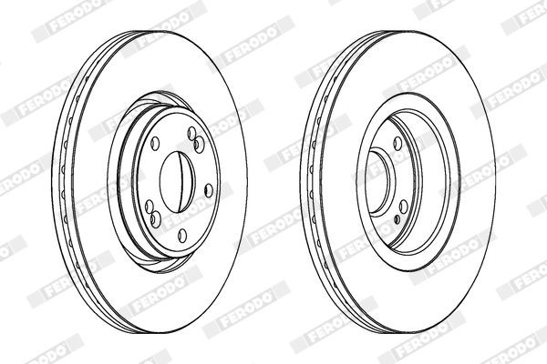 FERODO DDF1205C: Piduriketas Ø: 300mm, õhutusega, Ø: 300mm, kaetud, koos kruvidega PREMIER