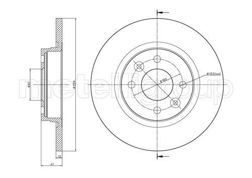 TRUSTING DF1000: Disc de frână Ř: 259,0mm, plin, Ř: 259,0mm, lacuit