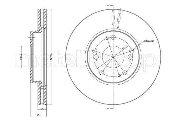 TRUSTING DF1008: Disc de frână Ř: 279,6mm, ventilat, Ř: 279,6mm, lacuit