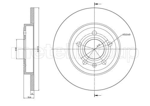 TRUSTING DF1091: Disc de frână Ř: 288mm, plin, Ř: 288mm, lacuit