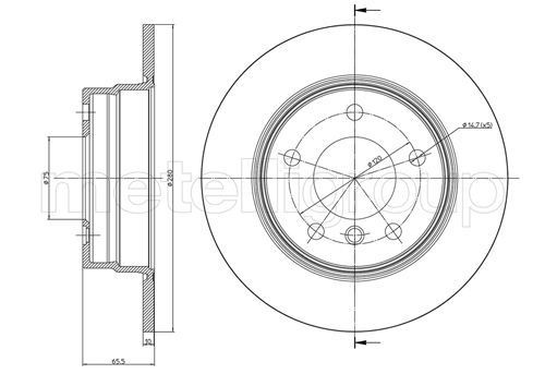 TRUSTING DF1094: Bromsskiva Ø: 280,0mm, full, Ø: 280,0mm, lackerad