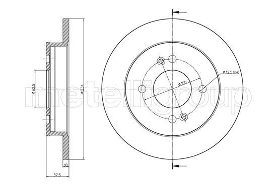 TRUSTING DF1119: Disc de frână Ř: 234,0mm, plin, Ř: 234,0mm, lacuit