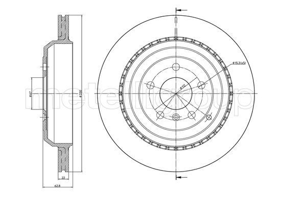 TRUSTING DF1130: Disque de frein Ø: 330,0mm, ventilé, Ø: 330,0mm, peint