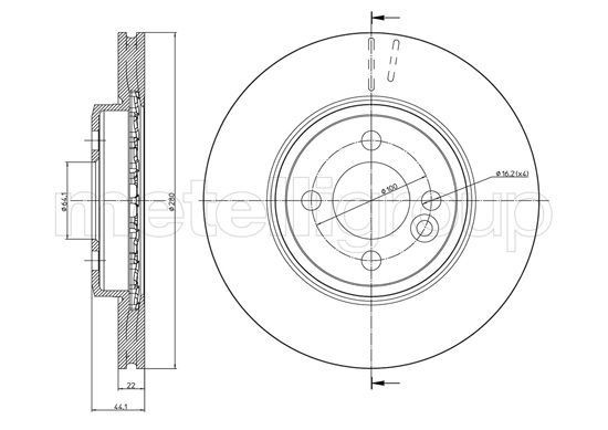 TRUSTING DF1264: Disc de frână Ř: 280,0mm, ventilat, Ř: 280,0mm, lacuit