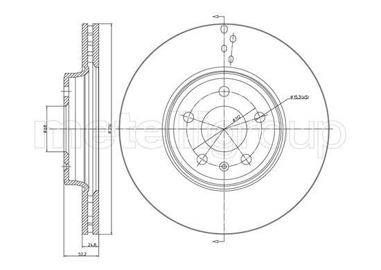TRUSTING DF1334: Bremžu diski Ø: 314,0mm, ventilējams, Ø: 314,0mm, lakots