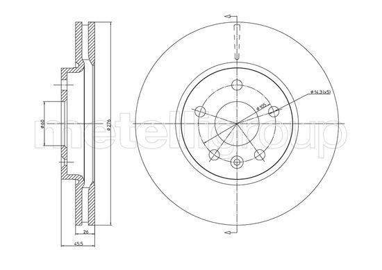 TRUSTING DF1340: Disc de frână Ř: 276,0mm, ventilat, Ř: 276,0mm, lacuit