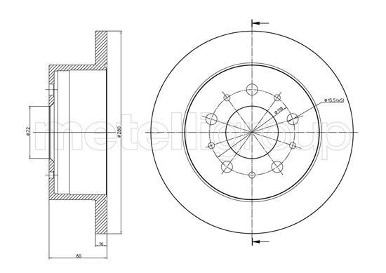 TRUSTING DF1403: Piduriketas Ø: 280,0mm, täis, Ø: 280,0mm, värvitud