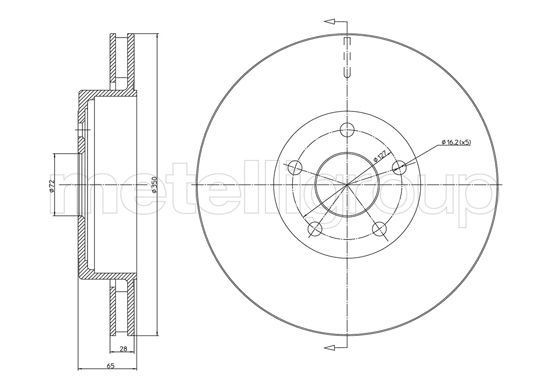 TRUSTING DF1411: Disc de frână Ř: 349,8mm, ventilat, Ř: 349,8mm, lacuit