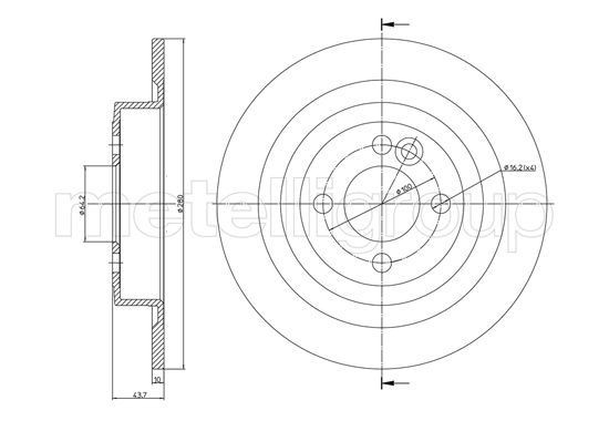 TRUSTING DF1418: Piduriketas Ø: 280,0mm, täis, Ø: 280,0mm, värvitud
