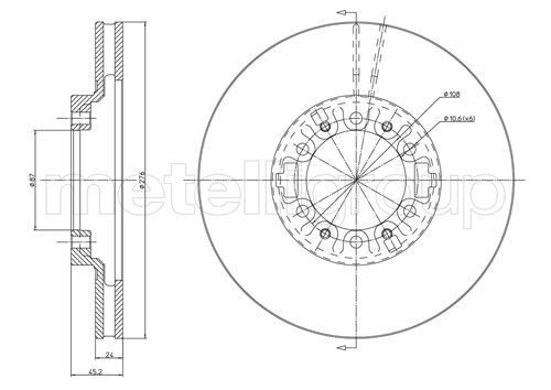 TRUSTING DF304: Disc de frână Ř: 257,0mm, ventilat, Ř: 257,0mm
