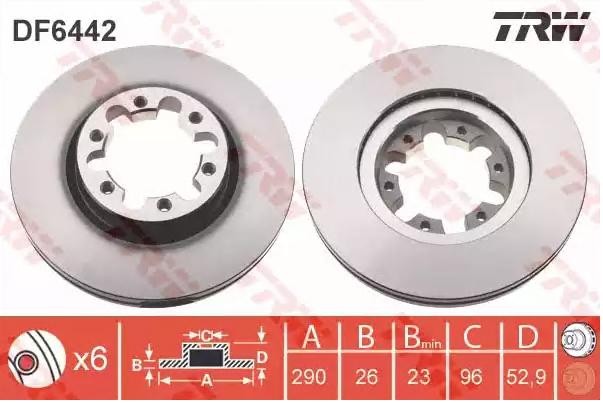 TRW DF6442: Piduriketas Ø: 290mm, õhutusega, Ø: 290mm