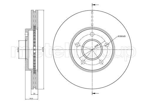 TRUSTING DF921: Bremžu diski Ø: 278,0mm, ventilējams, Ø: 278,0mm, lakots