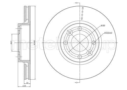 TRUSTING DF972: Disc de frână Ř: 260,0mm, ventilat, Ř: 260,0mm, lacuit