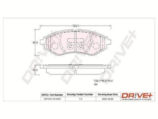 Dr!ve+ DP1010.10.0051: Piduriklotsid Esisild, koos kleepfooliumiga