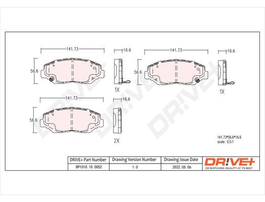 Dr!ve+ DP1010.10.0052: Piduriklotsid Esisild, koos kleepfooliumiga