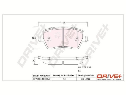 Dr!ve+ DP1010.10.0054: Piduriklotsid Esisild, koos kleepfooliumiga