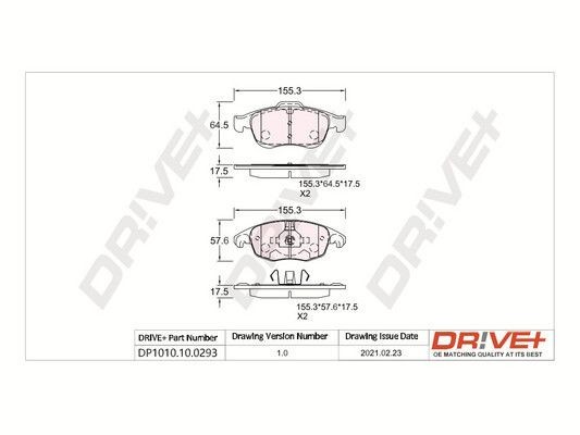 Dr!ve+ DP1010.10.0293: Piduriklotsid Esisild, koos vedruga, koos kleepfooliumiga