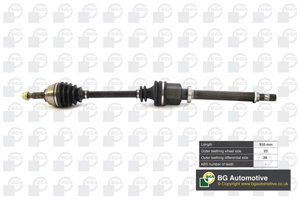BGA DS7332RA: Piedziņas vārpsta Priekšējais tilts pa labi, 910mm