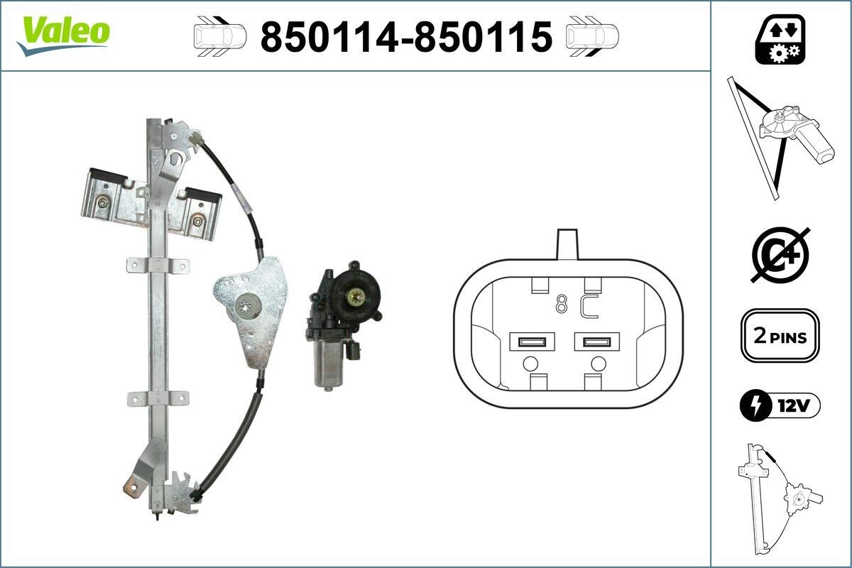 VALEO 850114: Lève-vitre avant gauche, électrique, avec moteur électrique