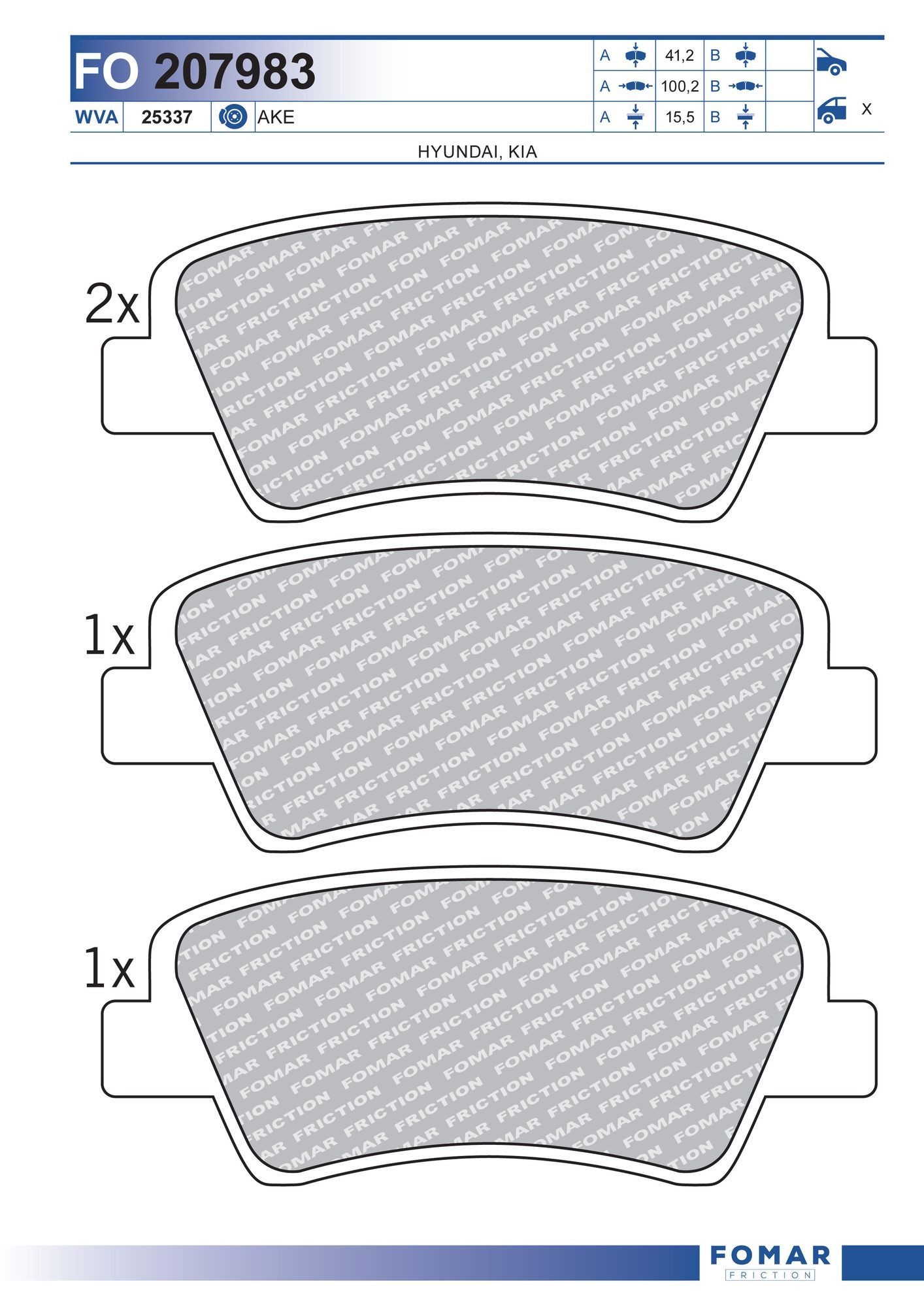 FOMAR Friction FO 207983: Piduriklotsid