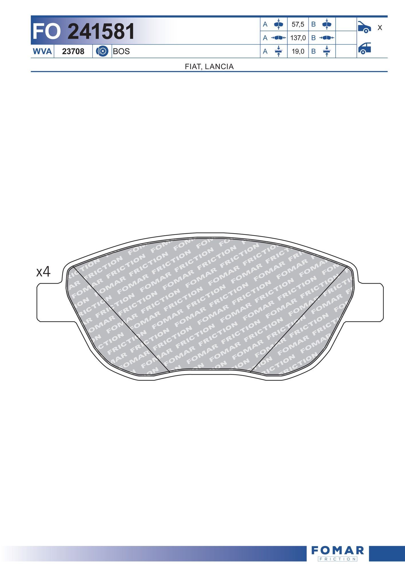 FOMAR Friction FO 241581: Piduriklotsid