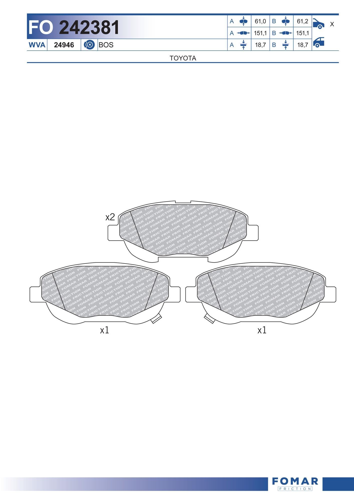 FOMAR Friction FO 242381: Plăcuțe de frână