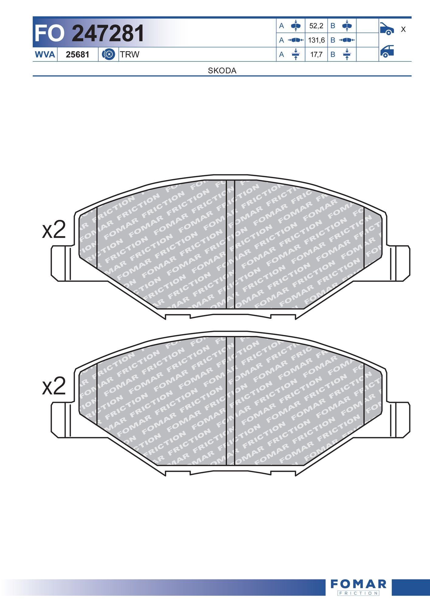 FOMAR Friction FO 247281: Piduriklotsid