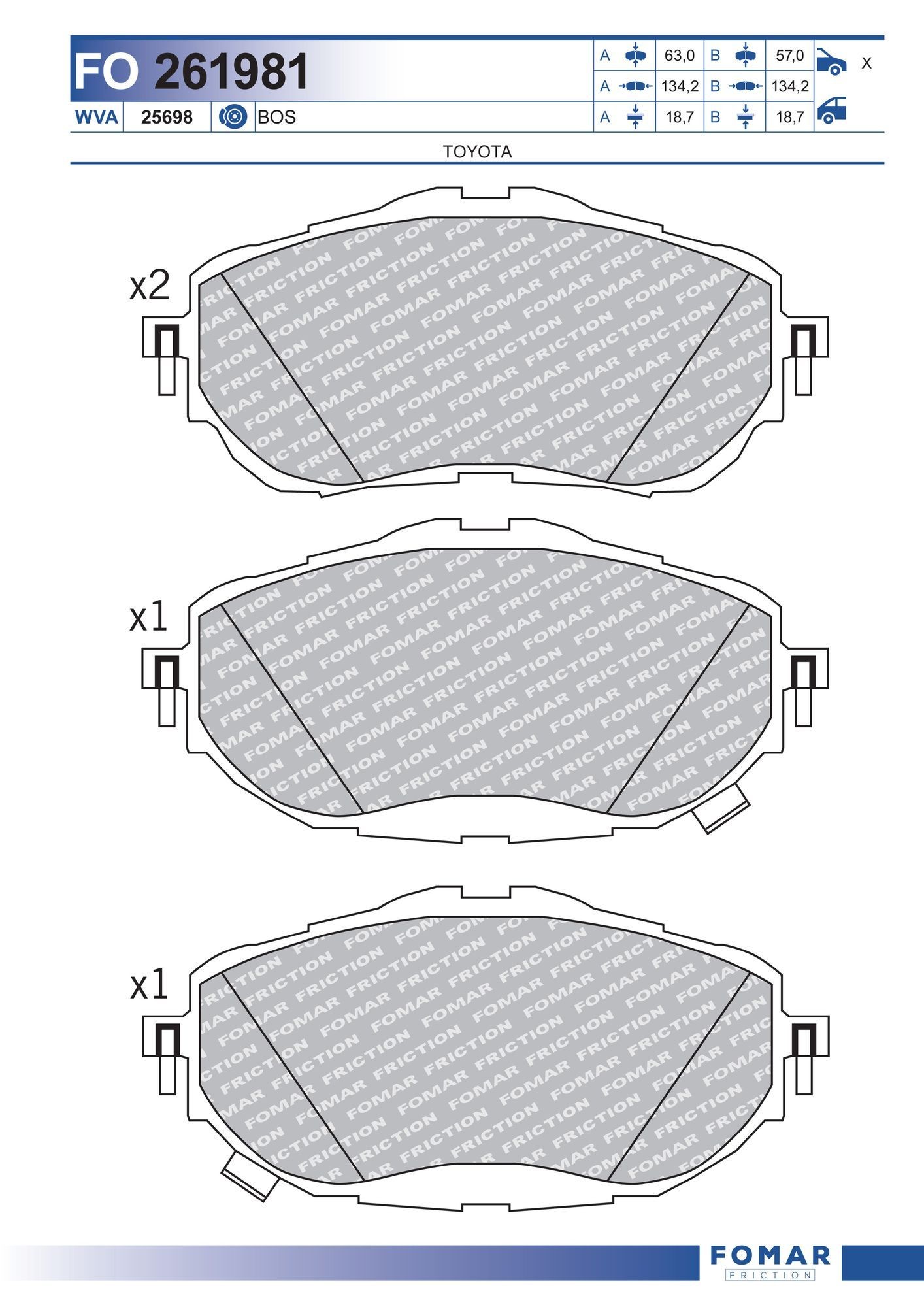 FOMAR Friction FO 261981: Piduriklotsid