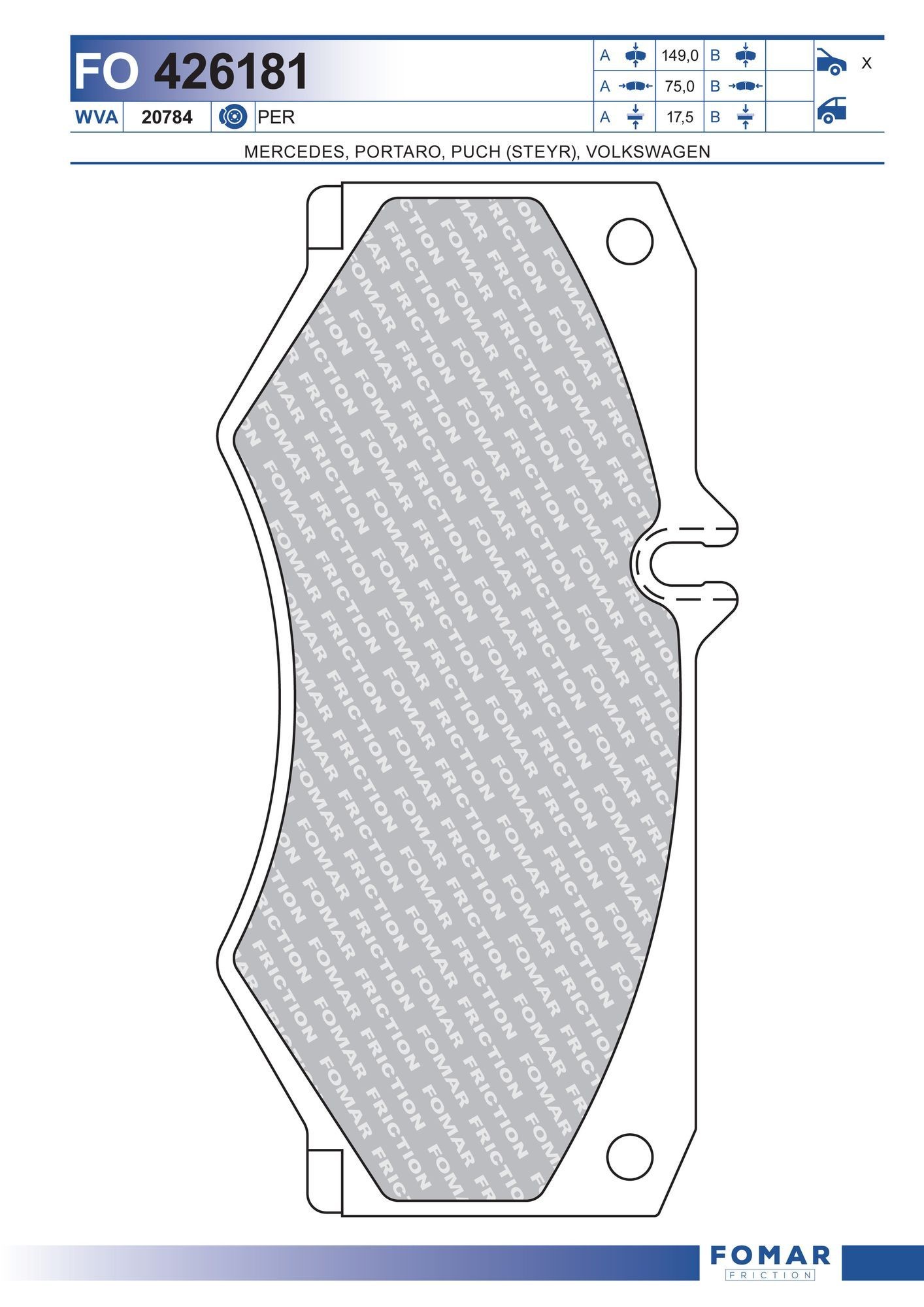 FOMAR Friction FO 426181: Piduriklotsid