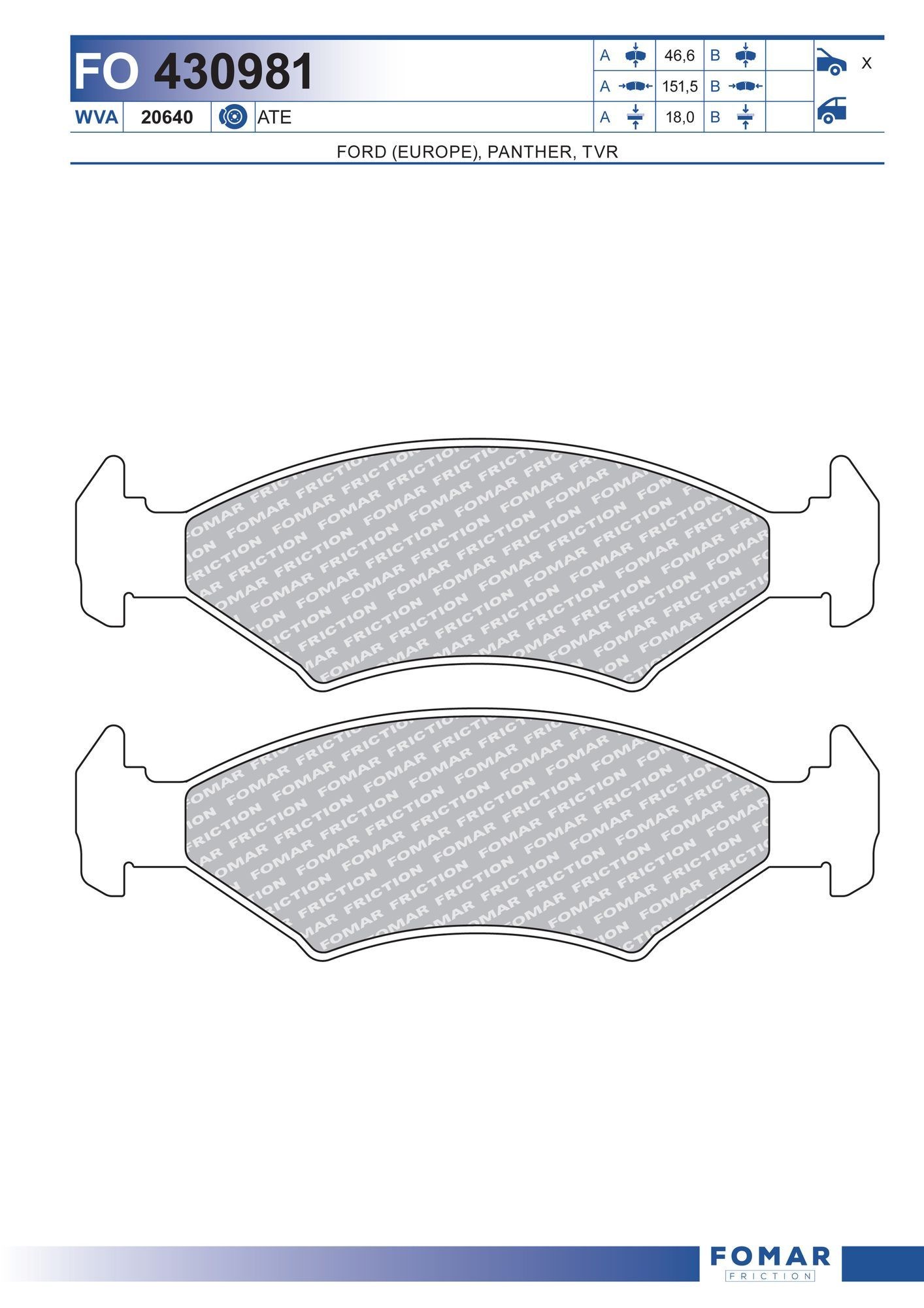 FOMAR Friction FO 430981: Piduriklotsid