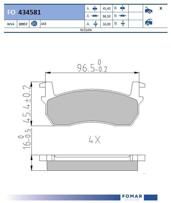 FOMAR Friction FO 434581: Piduriklotsid