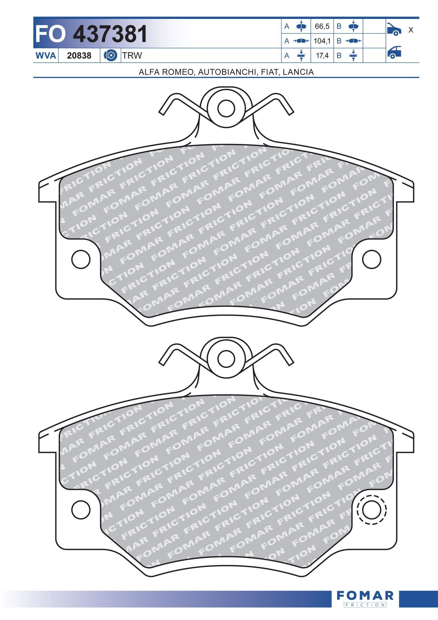 FOMAR Friction FO 437381: Piduriklotsid