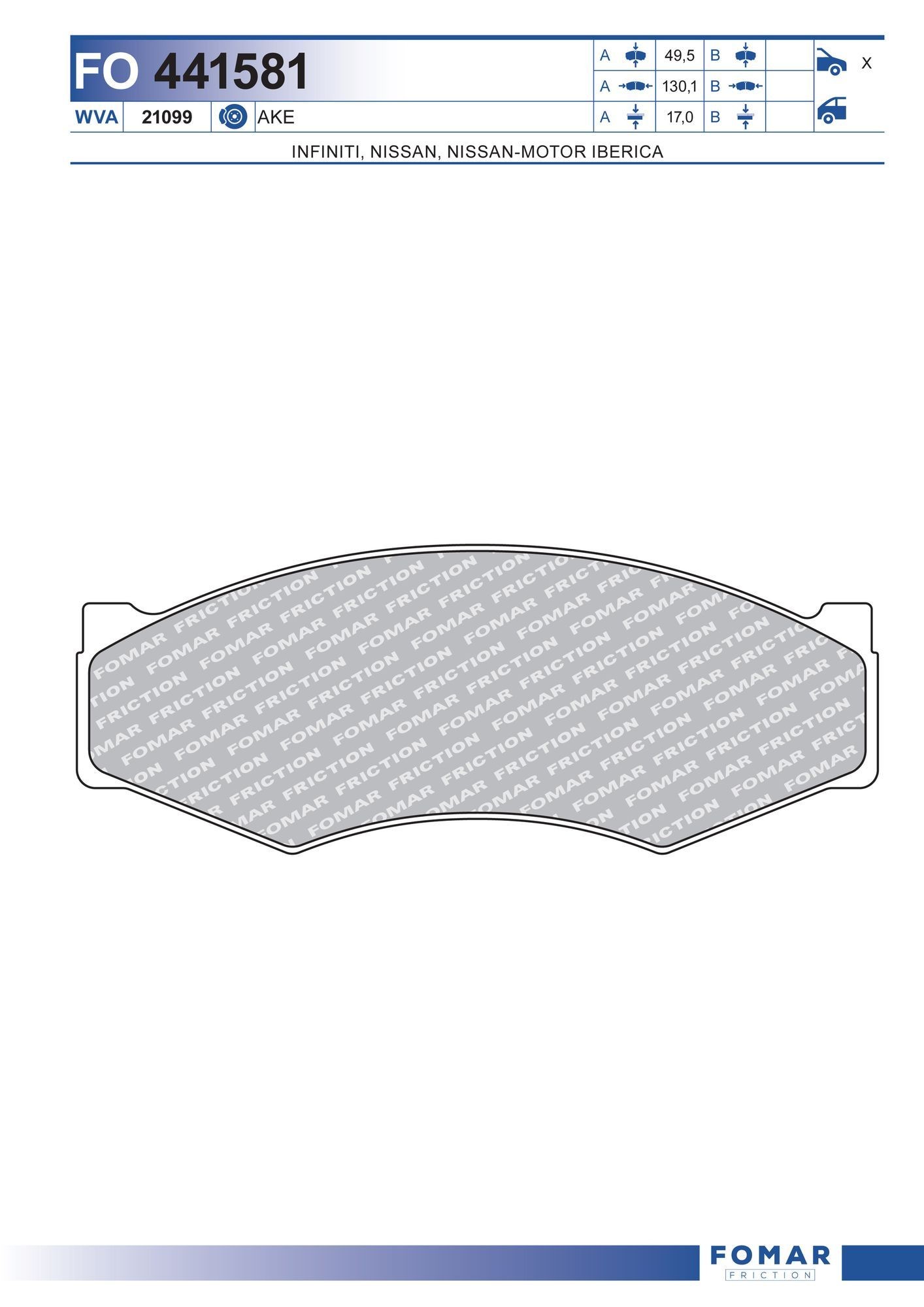 FOMAR Friction FO 441581: Piduriklotsid