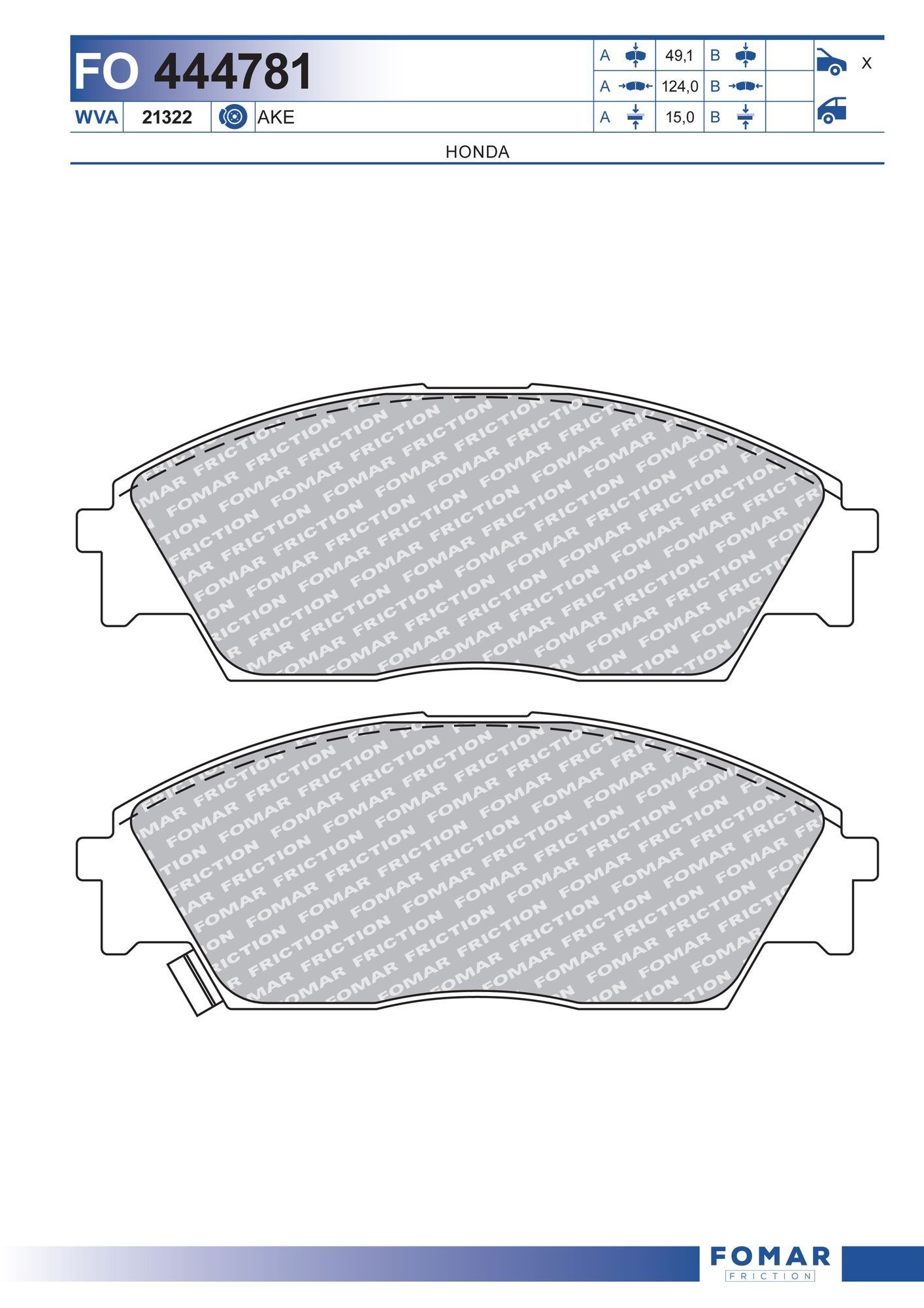 FOMAR Friction FO 444781: Piduriklotsid