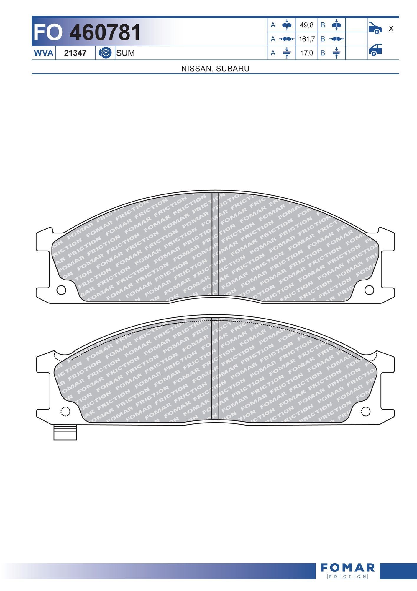 FOMAR Friction FO 460781: Piduriklotsid
