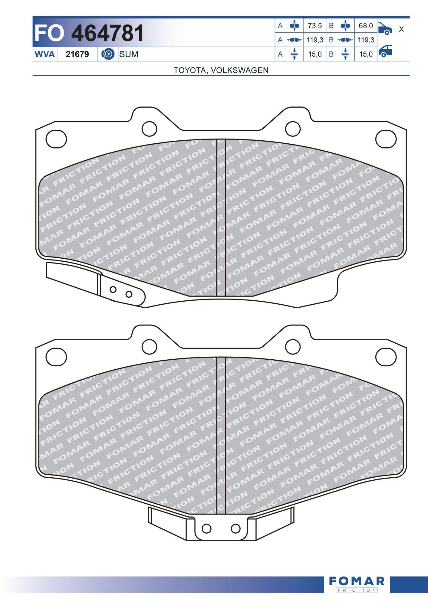 FOMAR Friction FO 464781: Piduriklotsid