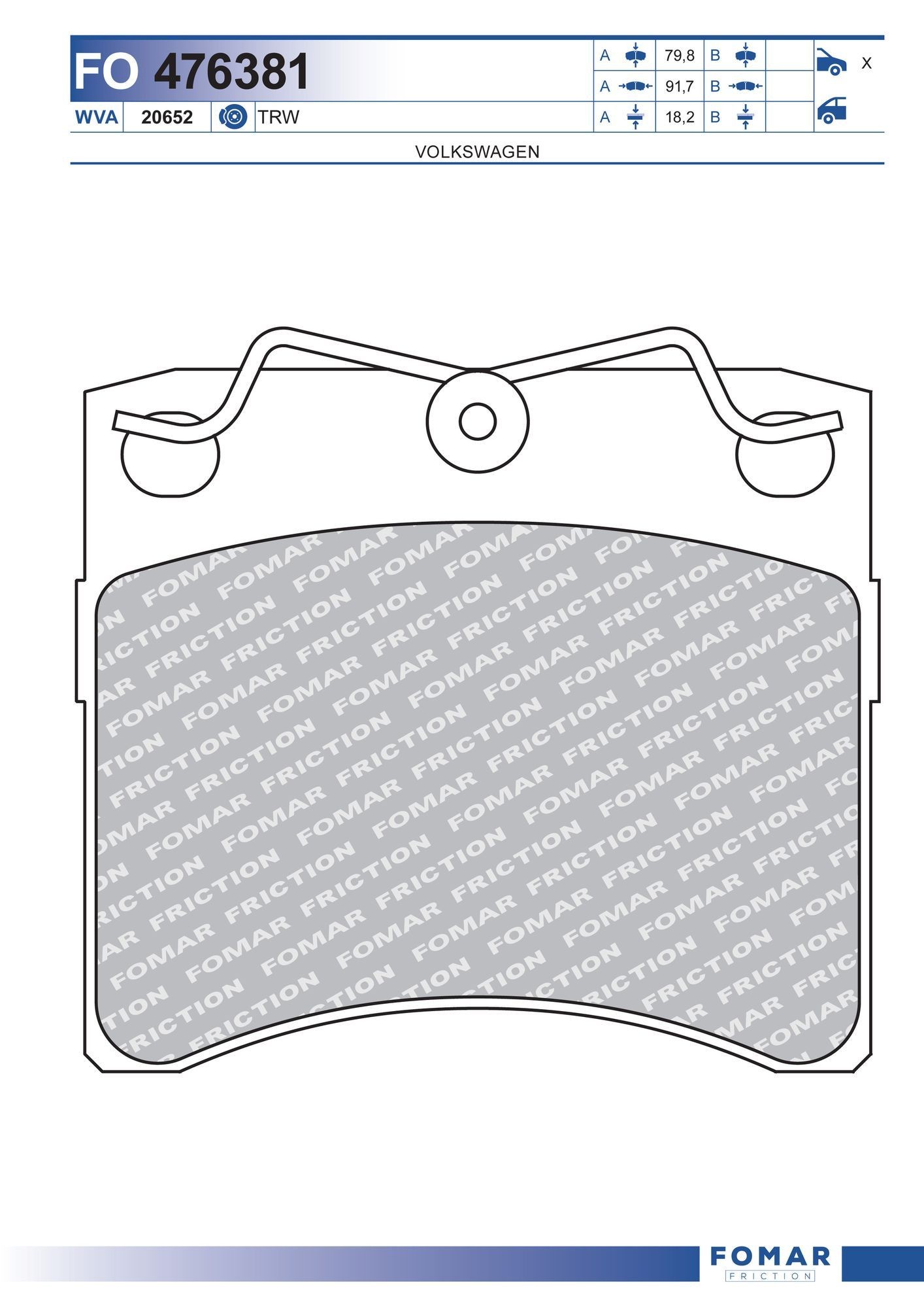 FOMAR Friction FO 476381: Piduriklotsid