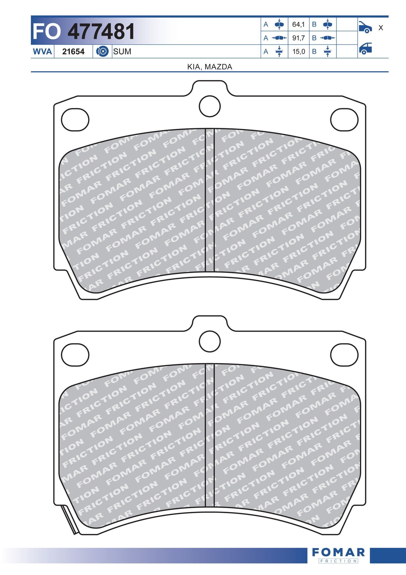 FOMAR Friction FO 477481: Piduriklotsid