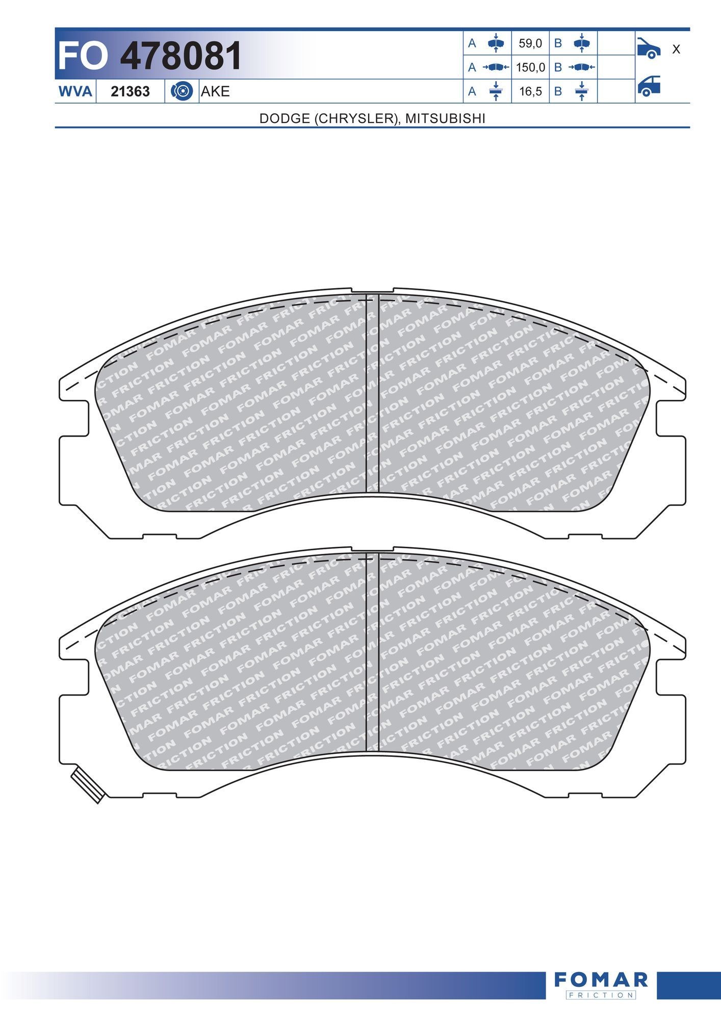 FOMAR Friction FO 478081: Piduriklotsid